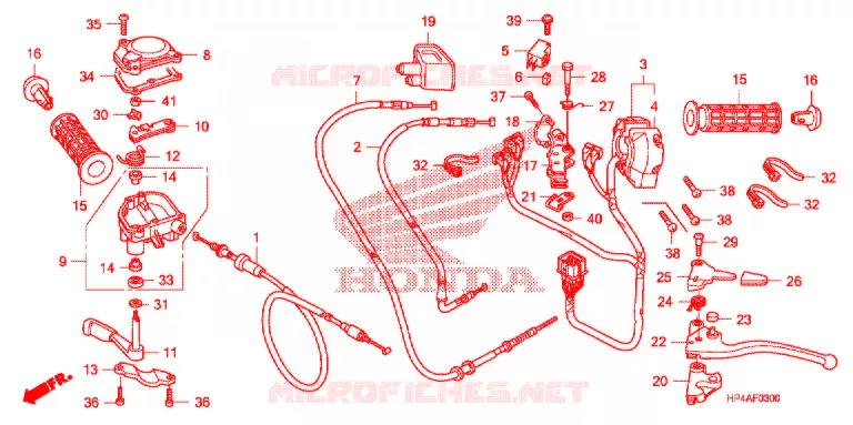 LEVIER DE GUIDON - CABLE - COMMODO Honda ATV 420 FOURTRAX 2010  TRX420FMA