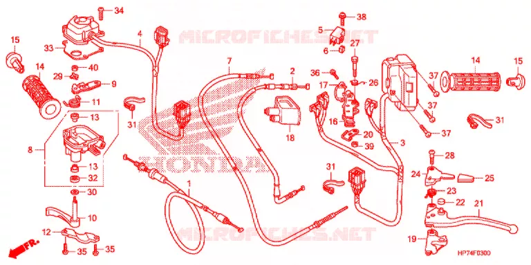 LEVIER DE GUIDON - CABLE - COMMODO Honda ATV 420 FOURTRAX 2010  TRX420FPAA