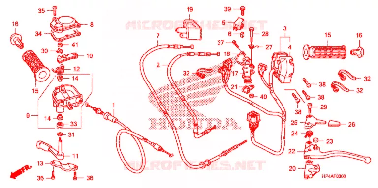 LEVIER DE GUIDON - CABLE - COMMODO Honda ATV 420 FOURTRAX 2009  TRX420FPM9