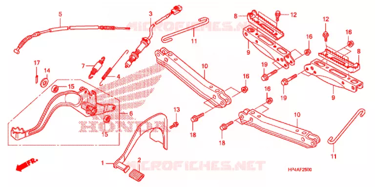 PEDALE - REPOSE PIED Honda ATV 420 FOURTRAX 2009  TRX420FPM9