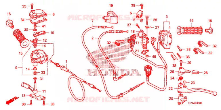 LEVIER DE GUIDON - CABLE - COMMODO Honda ATV 420 FOURTRAX 2010  TRX420FPMA