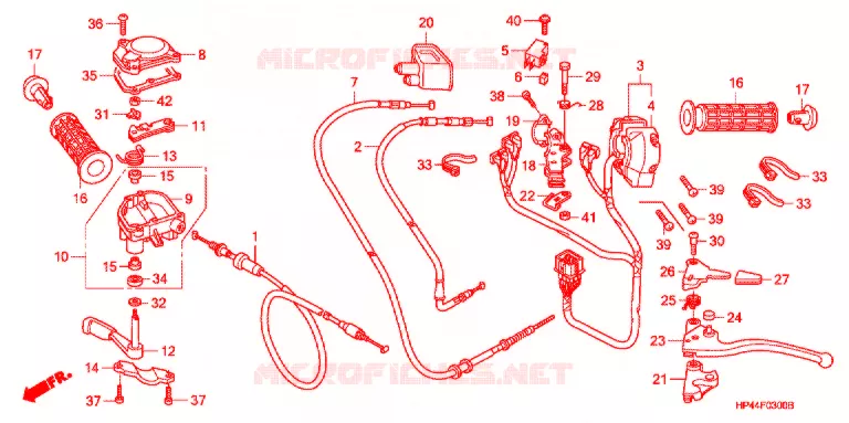 LEVIER DE GUIDON - CABLE - COMMODO Honda ATV 420 FOURTRAX 2007  TRX420TE7