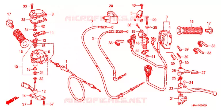 LEVIER DE GUIDON - CABLE - COMMODO Honda ATV 420 FOURTRAX 2008  TRX420TM8