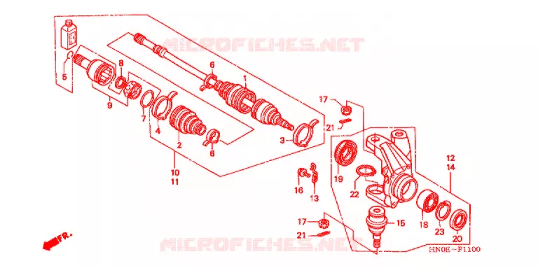 ARBRE DE ROUE  Honda ATV 450 FOURTRAX 2004  TRX450FE4