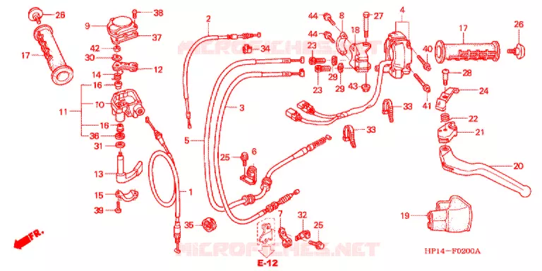 LEVIER DE GUIDON - CABLE - COMMODO ('04,'05) Honda ATV 450 FOURTRAX 2004  TRX450R4