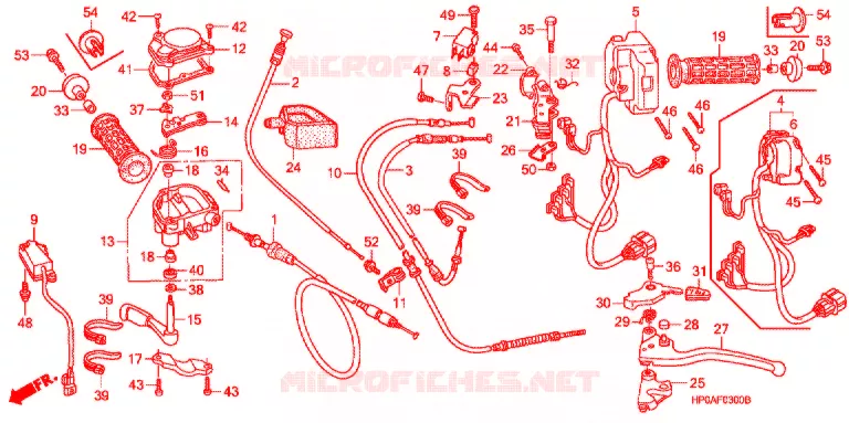 LEVIER DE GUIDON - CABLE - COMMODO Honda ATV 500 FOURTRAX 2007  TRX500FE7