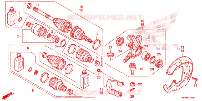 ARBRE DE ROUE AVANT Honda ATV 500 FOURTRAX 2012  TRX500FEC