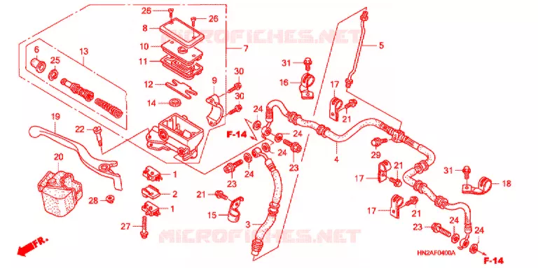 MAITRE CYLINDRE DE FREIN AVANT Honda ATV 500 FOURTRAX 2007  TRX500FGA7