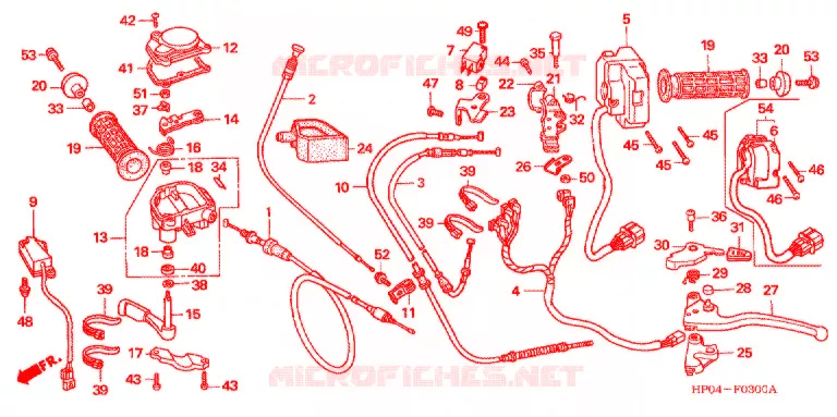 LEVIER DE GUIDON - CABLE - COMMODO Honda ATV 500 FOURTRAX 2005  TRX500FM5