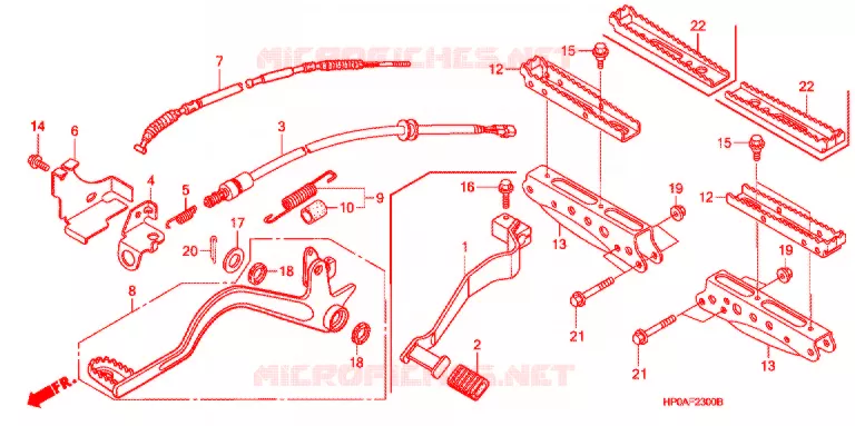 REPOSE PIED - PEDALE Honda ATV 500 FOURTRAX 2008  TRX500FM8