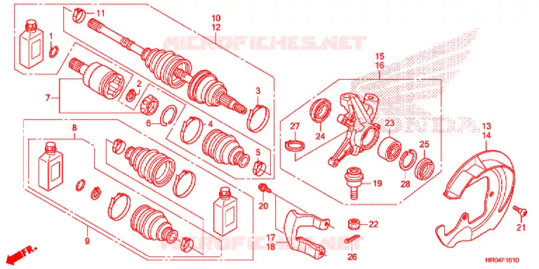 ARBRE DE ROUE AVANT Honda ATV 500 FOURTRAX 2012  TRX500FMC