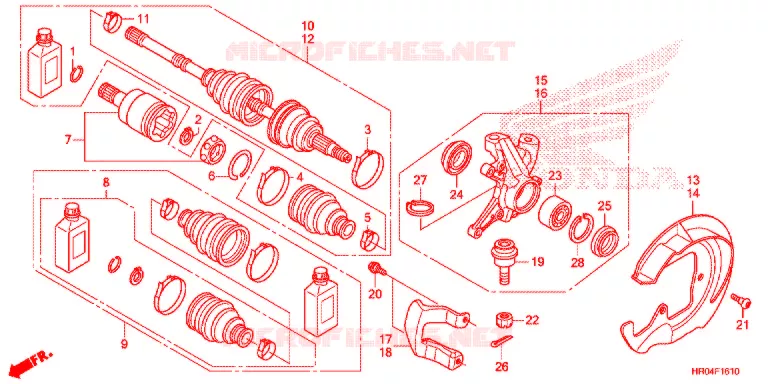 ARBRE DE ROUE AVANT Honda ATV 500 FOURTRAX 2013  TRX500FMD