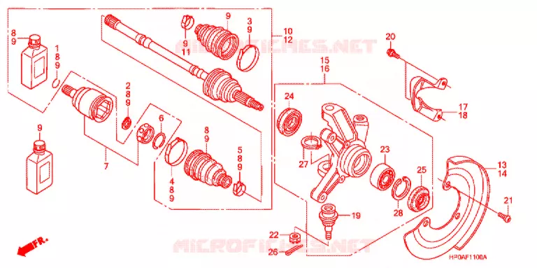 ARBRE DE ROUE  Honda ATV 500 FOURTRAX 2008  TRX500FPE8