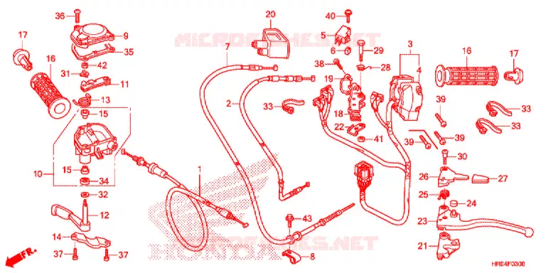 COMMODO - LEVIER - CABLE Honda ATV 500 FOURTRAX 2012  TRX500FPEC