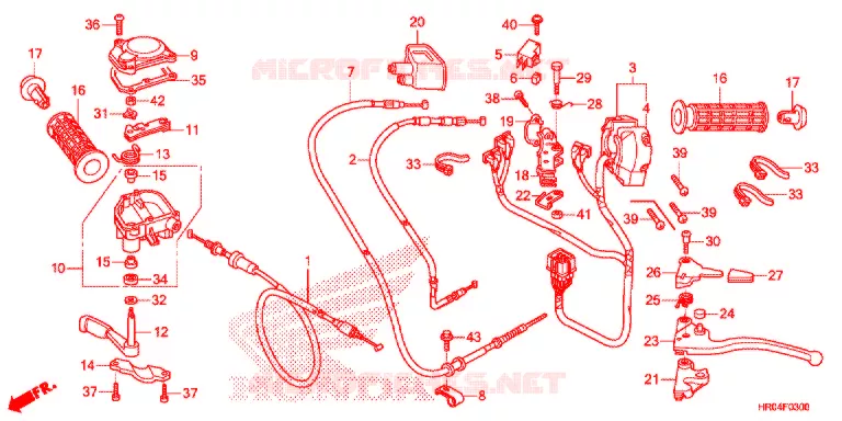 COMMODO - LEVIER - CABLE Honda ATV 500 FOURTRAX 2012  TRX500FPEC
