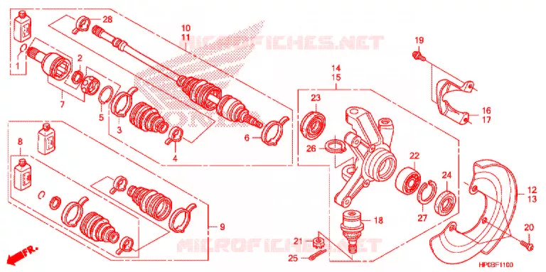 ARBRE DE ROUE  Honda ATV 500 FOURTRAX 2011  TRX500FPMB