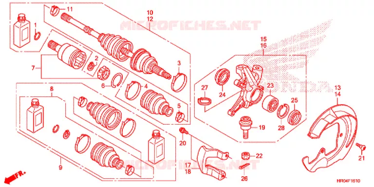 ARBRE DE ROUE AVANT Honda ATV 500 FOURTRAX 2012  TRX500FPMC
