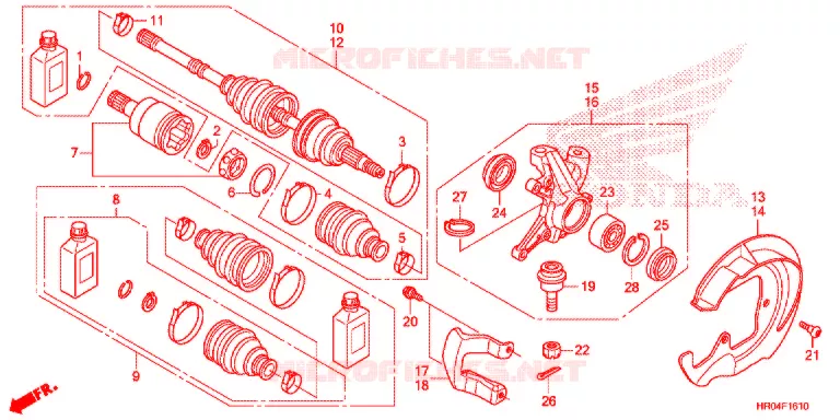 ARBRE DE ROUE AVANT Honda ATV 500 FOURTRAX 2013  TRX500FPMD