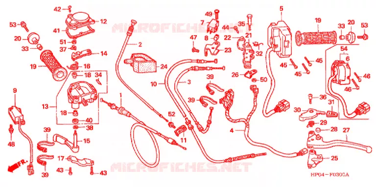 LEVIER DE GUIDON - CABLE - COMMODO Honda ATV 500 FOURTRAX 2006  TRX500TM6