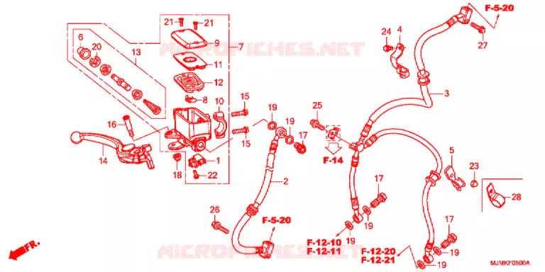 MAITRE CYLINDRE DE FREIN AVANT Honda MOTO 800 CROSSRUNNER 2015  VFR800XF_J