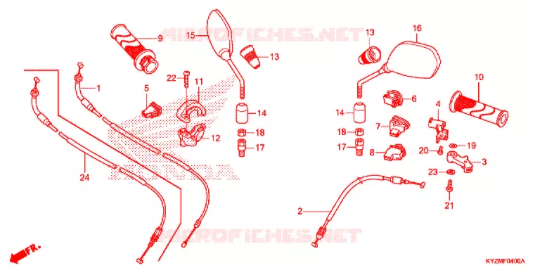 COMMODO - CABLE - RETROVISEUR Honda MOTO 125 FUTURE 2017  AFS125MCSG