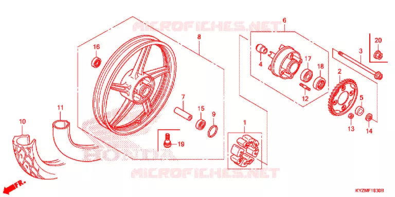 ROUE ARRIERE (AFS125MCS) Honda MOTO 125 FUTURE 2016  AFS125MCSG