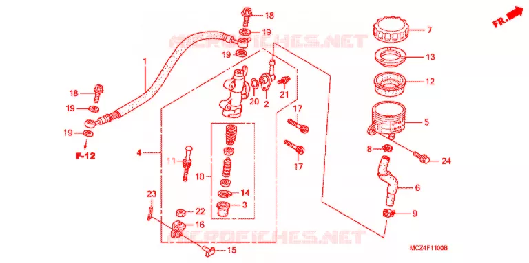 MAITRE-CYLINDRE DE FREIN ARRIERE Honda MOTO 900 HORNET 2003  CB900F3_A