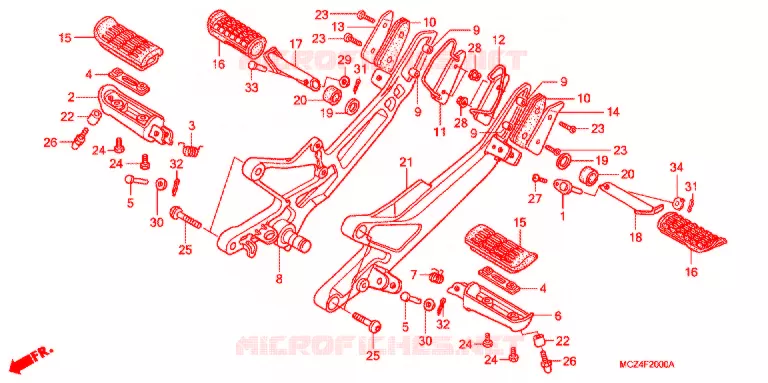 REPOSE PIED Honda MOTO 900 HORNET 2003  CB900F3_A