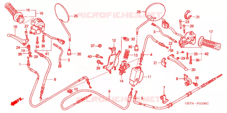 LEVIER DE GUIDON - CABLE - COMMODO Honda SCOOTER 50 METRO 2002  CH502