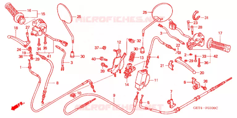 LEVIER DE GUIDON - CABLE - COMMODO Honda SCOOTER 50 METRO 2004  CHF50PS4_A