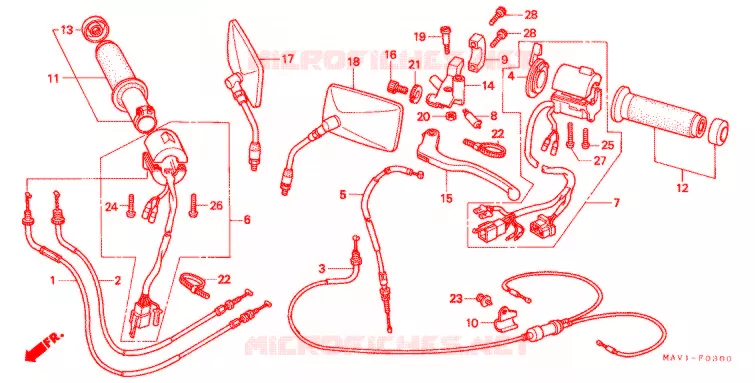 LEVIER DE GUIDON - CABLE - COMMODO Honda MOTO 400 ROADSTAR 1998  VRX400T