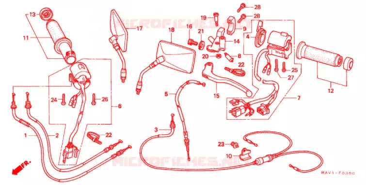 LEVIER DE GUIDON - CABLE - COMMODO Honda MOTO 400 ROADSTAR 1998  VRX400T