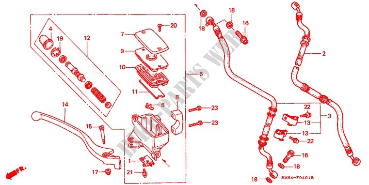 MAITRE CYLINDRE DE FREIN AVANT pour Honda VT 1100 SHADOW C2 ACE white ribbon tire de 1997