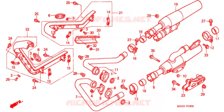 SILENCIEUX D'ECHAPPEMENT Honda MOTO 1100 SHADOW 2000  VT1100CY