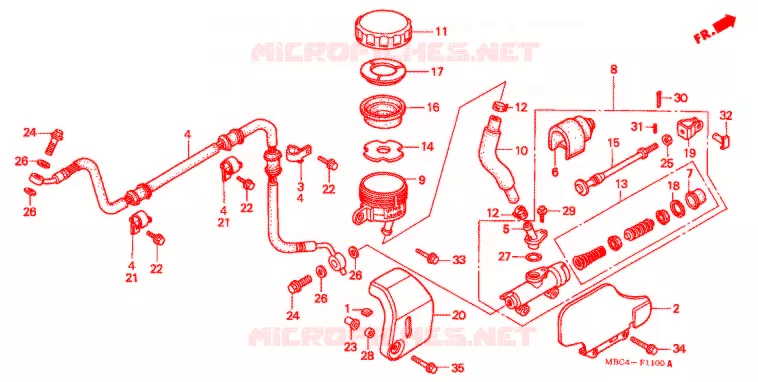 MAITRE-CYLINDRE DE FREIN ARRIERE Honda MOTO 1100 SHADOW 2000  VT1100TY