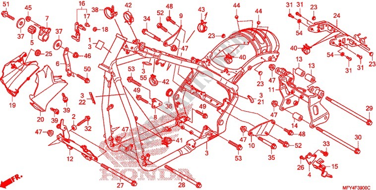 CADRE (VT1300CR/CRA,VT1300CT/CTA) pour Honda VT 1300 STATELINE ABS RED de 2010