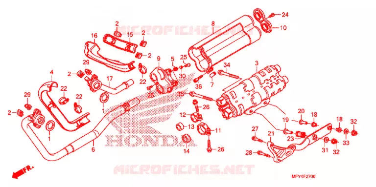 SILENCIEUX D'ECHAPPEMENT Honda MOTO 1300 VT 2011  VT1300CRAB