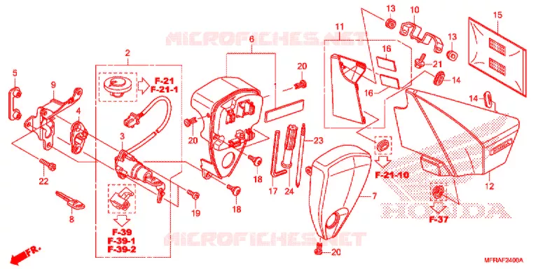 COUVERCLE LATERAL - OUTILS - CONTACTEUR A CLES Honda MOTO 1300 VT 2013  VT1300CRAD