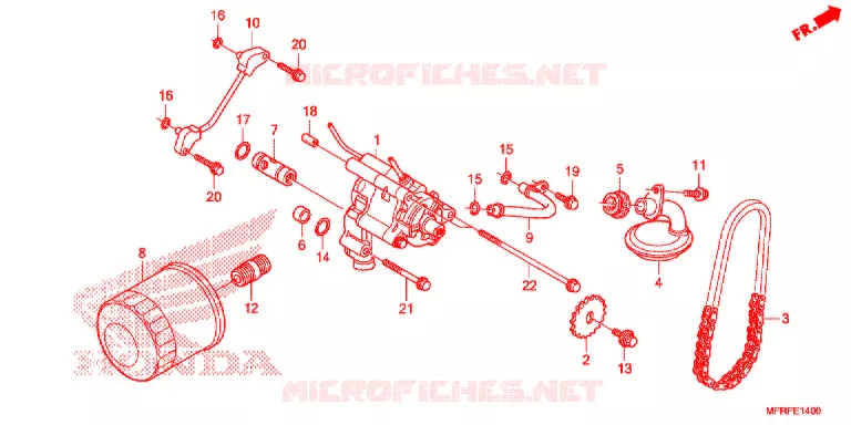 FILTRE A HUILE - POMPE A HUILE Honda MOTO 1300 VT 2015  VT1300CRAF