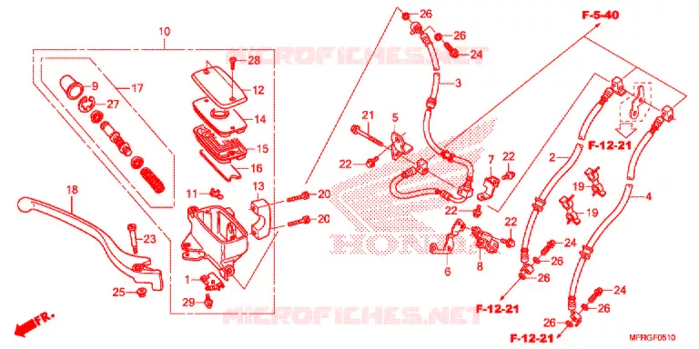 MAITRE CYLINDRE DE FREIN AVANT (VT1300CRA) Honda MOTO 1300 VT 2016  VT1300CRAG