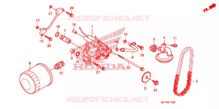 FILTRE A HUILE - POMPE A HUILE Honda MOTO 1300 VT 2011  VT1300CRB_A