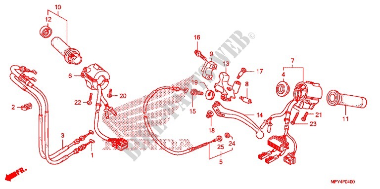 LEVIER DE GUIDON   CABLE   COMMODO pour Honda VT 1300 STATELINE de 2011