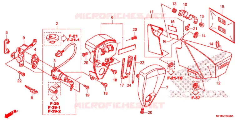 COUVERCLE LATERAL - OUTILS - CONTACTEUR A CLES Honda MOTO 1300 VT 2013  VT1300CRD