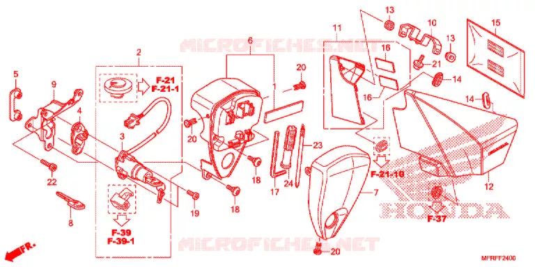 COUVERCLE LATERAL - OUTILS - CONTACTEUR A CLES Honda MOTO 1300 VT 2015  VT1300CRF