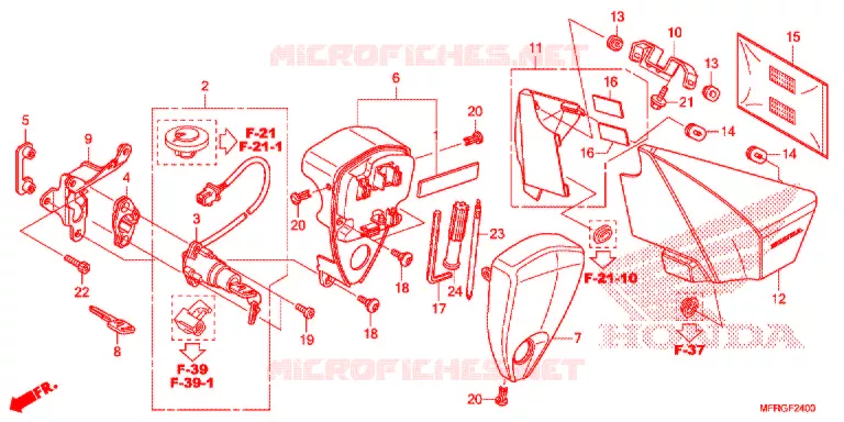 COUVERCLE LATERAL - OUTILS - CONTACTEUR A CLES Honda MOTO 1300 VT 2016  VT1300CRG