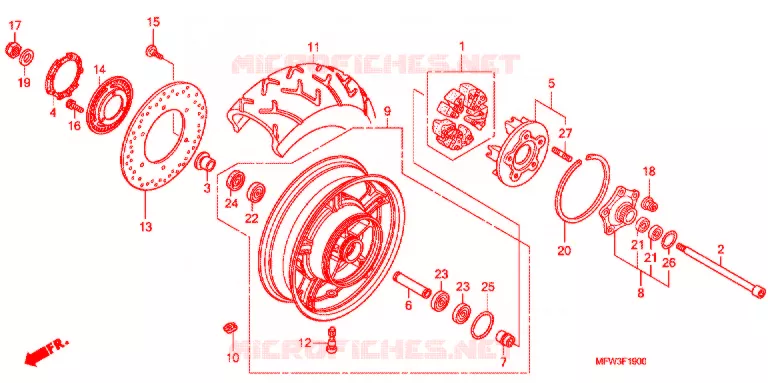 ROUE ARRIERE Honda MOTO 1300 VT 2010  VT1300CSAA