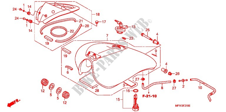 RESERVOIR A CARBURANT pour Honda VT 1300 C ABS de 2010