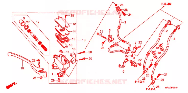 MAITRE CYLINDRE DE FREIN AVANT Honda MOTO 1300 VT 2011  VT1300CSAA