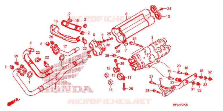 SILENCIEUX D'ECHAPPEMENT Honda MOTO 1300 VT 2010  VT1300CSAA_A