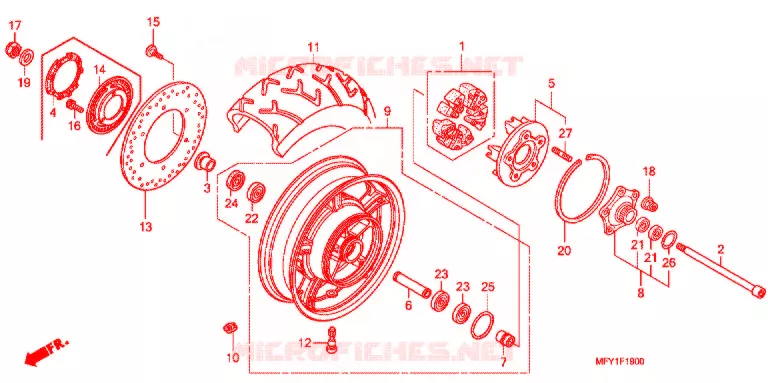 ROUE ARRIERE Honda MOTO 1300 VT 2012  VT1300CSAB